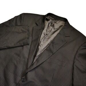 Oak Hill 2XLT 52L Brown Black Gingham Check Blazer Jacket Sport Coat